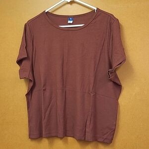 Old Navy Size XXL Red Brown Knit Ribbed Crew Neck T-Shirt